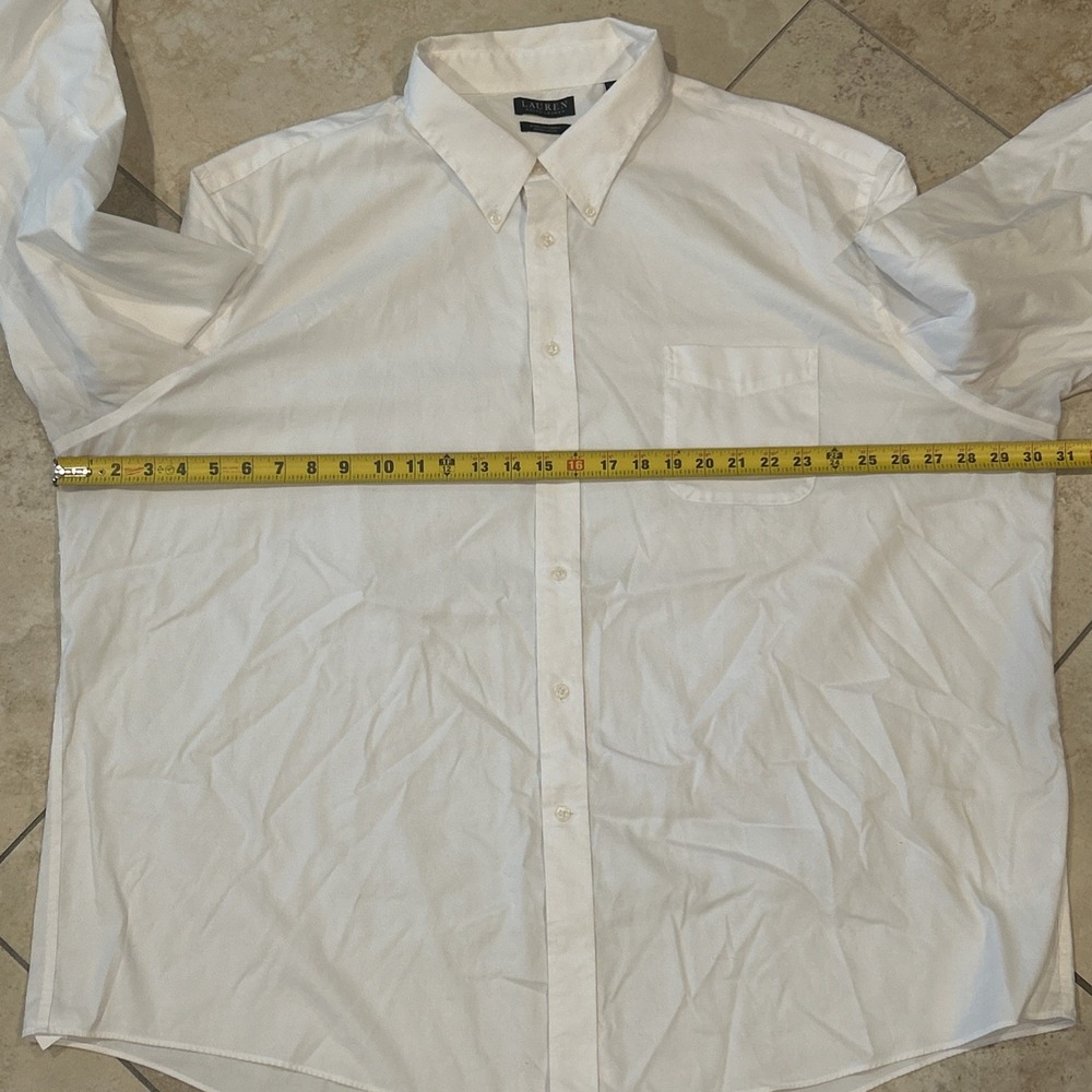 Lauren Ralph Lauren Black Label Shirt M 4XL White Solid Long Sleeve Button Down - Picture 7 of 10